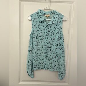 ModCloth Blue Sleeveless Top with Cat Print